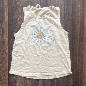 Rylee + Cru Cream Tank Top with Artistic Flower Design